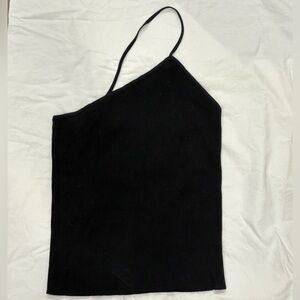 Zara Black Asymmetrical Ribbed Top